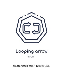Linear looping arrow icon from Arrows outline collection. Thin line looping arrow vector isolated on white background. looping arrow trendy illustration