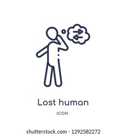 Linear lost human icon from Feelings outline collection. Thin line lost human icon vector isolated on white background. lost human trendy illustration