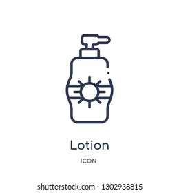 Linear lotion icon from Accommodation outline collection. Thin line lotion icon isolated on white background. lotion trendy illustration