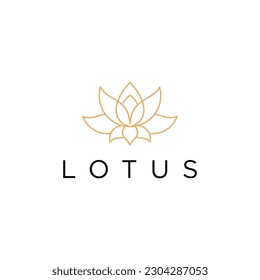 Linear lotus icon. Lotus logo vector template