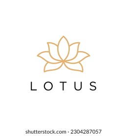 Linear lotus icon. Lotus logo vector template