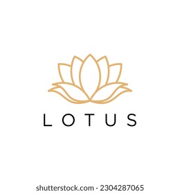 Linear lotus icon. Lotus logo vector template