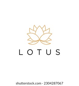 Linear lotus icon. Lotus logo vector template