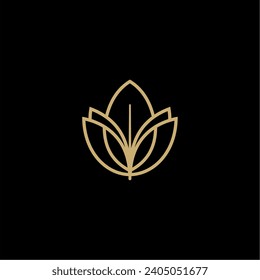 Linear lotus icon. Lotus logo vector template