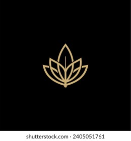 Linear lotus icon. Lotus logo vector template