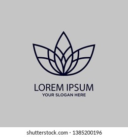 Linear lotus icon. Yoga center, spa, beauty salon luxury logo. Golden flower symbol. - Vector