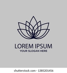 Linear lotus icon. Yoga center, spa, beauty salon luxury logo. Golden flower symbol. - Vector