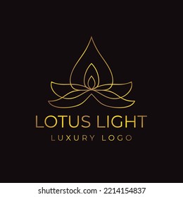 linear lotus light luxury vector logo design element