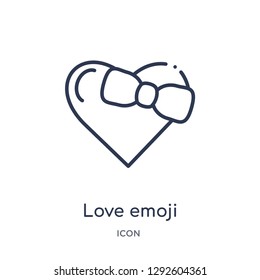 Linear love emoji icon from Emoji outline collection. Thin line love emoji icon vector isolated on white background. love emoji trendy illustration