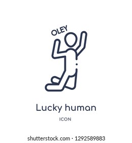 Linear lucky human icon from Feelings outline collection. Thin line lucky human icon vector isolated on white background. lucky human trendy illustration