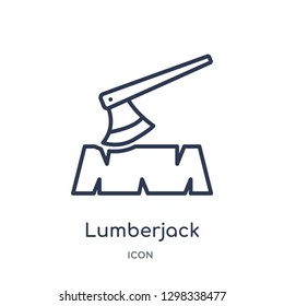 Linear lumberjack icon from General outline collection. Thin line lumberjack icon isolated on white background. lumberjack trendy illustration