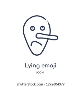 Linear lying emoji icon from Emoji outline collection. Thin line lying emoji icon vector isolated on white background. lying emoji trendy illustration