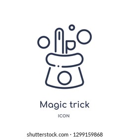 Linear magic trick icon from Magic outline collection. Thin line magic trick icon isolated on white background. magic trick trendy illustration