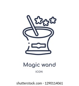 Linear magic wand icon from Circus outline collection. Thin line magic wand vector isolated on white background. magic wand trendy illustration