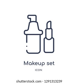 Linear makeup set icon from Beauty outline collection. Thin line makeup set vector isolated on white background. 