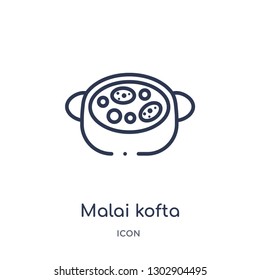 Linear malai kofta icon from India outline collection. Thin line malai kofta icon isolated on white background. malai kofta trendy illustration