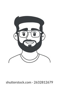 linear male character, art vector illustration