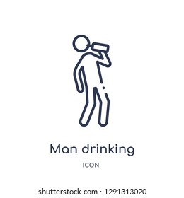 Linear man drinking icon from Behavior outline collection. Thin line man drinking vector isolated on white background. 