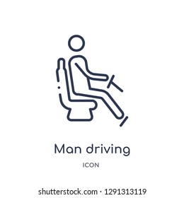 Linear man driving icon from Behavior outline collection. Thin line man driving vector isolated on white background. 