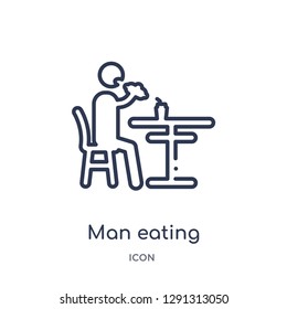 Linear man eating icon from Behavior outline collection. Thin line man eating vector isolated on white background. 