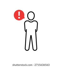 Figura de hombre lineal como Asistencia de información. concepto de información de redes sociales o interrogatorio. estilo plano de estilo de trazo Preguntas frecuentes de asistencia modernas Logotipo Diseño de arte gráfico aislado en blanco