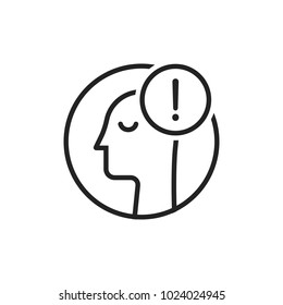 linear man like panic or anxiety logo. concept of user making decide or error mindset or negative thinking. contour style trend modern simple black logotype graphic minimal ui design isolated on white