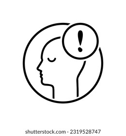 linear man like panic or anxiety logo. concept of user making decide or error mindset or negative thinking. contour style trend modern simple black logotype graphic minimal ui design isolated on white