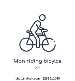 Linear man riding bicylce icon from Behavior outline collection. Thin line man riding bicylce vector isolated on white background. man riding bicylce trendy illustration