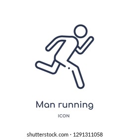 Linear man running icon from Behavior outline collection. Thin line man running vector isolated on white background. 