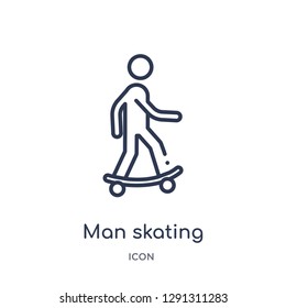 Linear man skating icon from Behavior outline collection. Thin line man skating vector isolated on white background. 