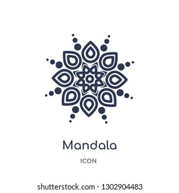 Linear mandala icon from India outline collection. Thin line mandala icon isolated on white background. mandala trendy illustration