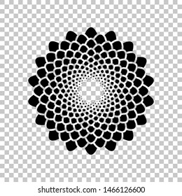 Linear mandala sign. Black icon on transparent background. Illustration.