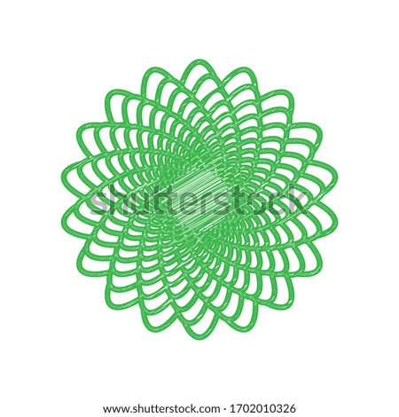 Linear mandala sign. Green scribble Icon with solid contour on white background. Illustration.