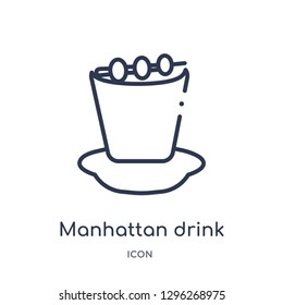 Linear manhattan drink icon from Drinks outline collection. Thin line manhattan drink icon vector isolated on white background. manhattan drink trendy illustration