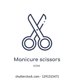 Linear manicure scissors icon from Beauty outline collection. Thin line manicure scissors vector isolated on white background. 