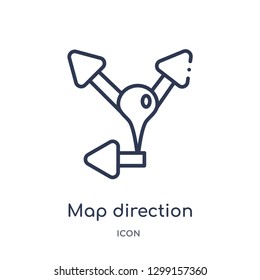 Linear map direction icon from Maps and locations outline collection. Thin line map direction icon isolated on white background. map direction trendy illustration