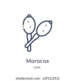 Linear maracas icon from Brazilia outline collection. Thin line maracas vector isolated on white background. maracas trendy illustration