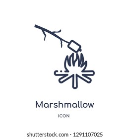Linear marshmallow icon from Camping outline collection. Thin line marshmallow vector isolated on white background. marshmallow trendy illustration