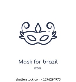 Linear mask for brazil carnival celebration icon from Culture outline collection. Thin line mask for brazil carnival celebration icon vector