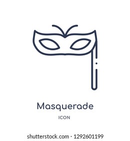 Linear masquerade icon from Entertainment and arcade outline collection. Thin line masquerade icon vector isolated on white background. masquerade trendy illustration