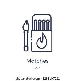 Linear matches icon from Camping outline collection. Thin line matches vector isolated on white background. matches trendy illustration