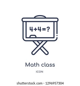 Linear math class icon from Education outline collection. Thin line math class icon isolated on white background. math class trendy illustration