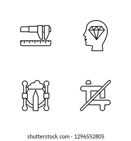 Linear Measure,  , Creative, Crop Vector Illustration Of 4 outline Icons. Editable Pack Of Measure,  , Creative, Crop