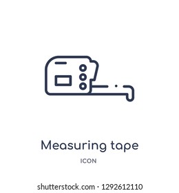 Linear measuring tape icon from Electrian connections outline collection. Thin line measuring tape icon vector isolated on white background. measuring tape trendy illustration
