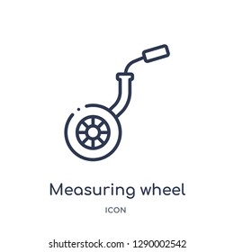 Linear measuring wheel icon from Construction tools outline collection. Thin line measuring wheel vector isolated on white background. measuring wheel trendy illustration