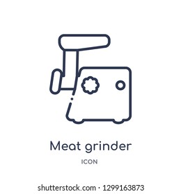 Linear meat grinder icon from Kitchen outline collection. Thin line meat grinder icon isolated on white background. meat grinder trendy illustration