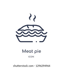 Linear meat pie icon from Culture outline collection. Thin line meat pie icon vector isolated on white background. meat pie trendy illustration