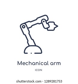 Linear mechanical arm icon from Artifical intelligence outline collection. Thin line mechanical arm vector isolated on white background. mechanical arm trendy illustration