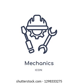 Linear mechanics icon from General outline collection. Thin line mechanics icon isolated on white background. mechanics trendy illustration