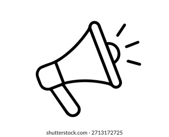 Lineares Megaphon Icon Logo Design mit Schallwellen. Minimales Werbe- und Vertriebssymbol für Marketing-, Kommunikations- und Ankündigungskonzepte. Vektorgrafik.